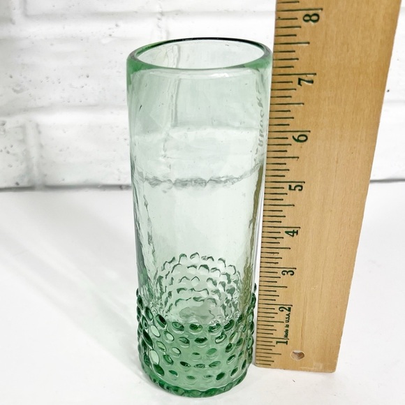 STARBUCKS Rare Limited Edition Handblown Green Glass 7" Tall Hobnail Tumbler - Picture 2 of 7